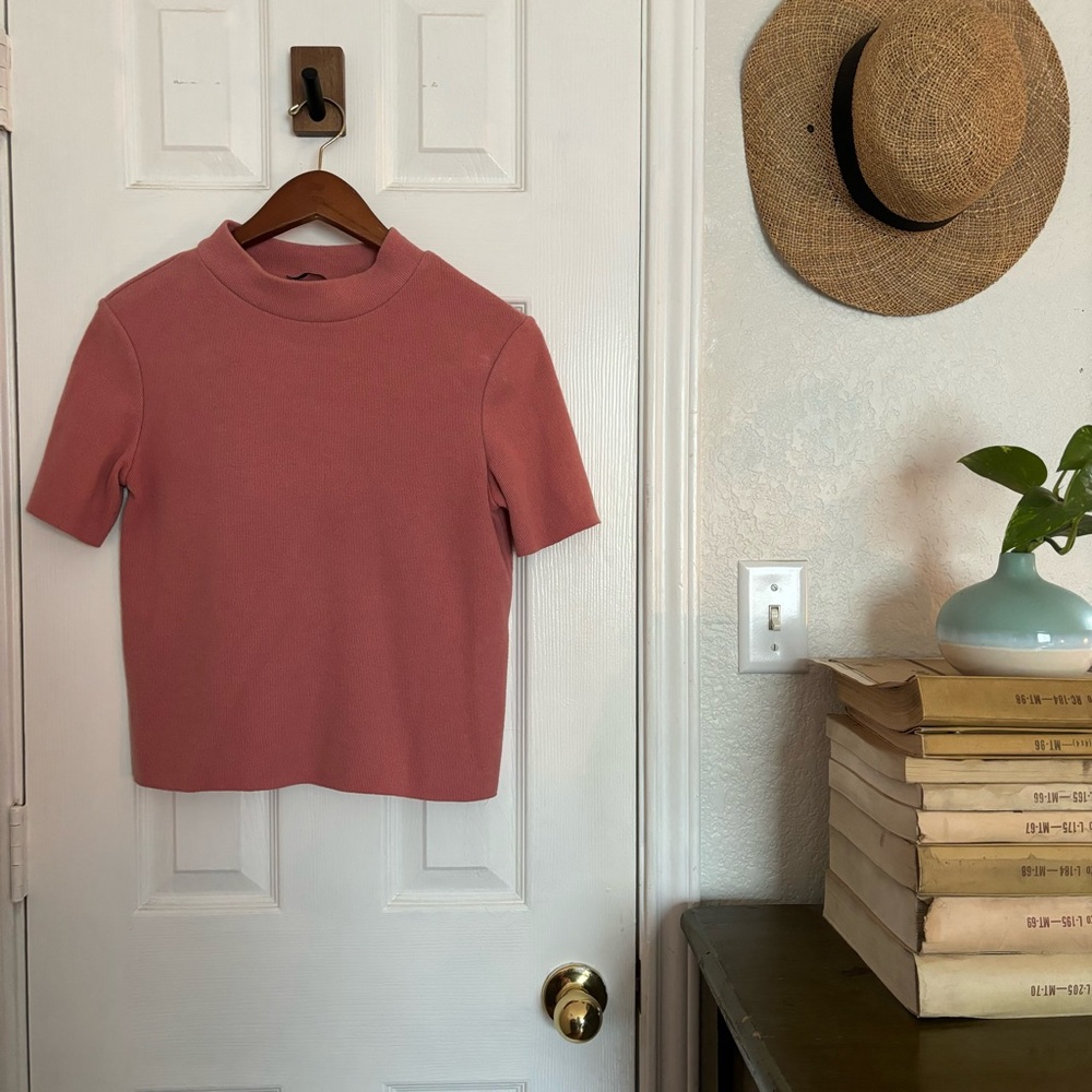 Pink Mock Sweater Blouse